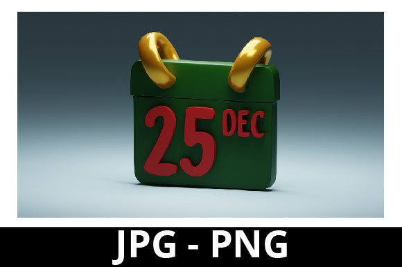3D Rendered 25th December Calendar for Modern Design