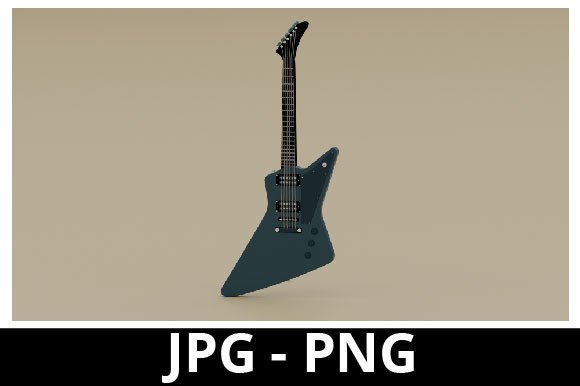 3D Rendered Blue Electric Guitar Isolate