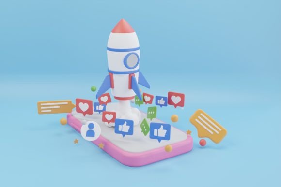 3D Rocket Boosting Social Media