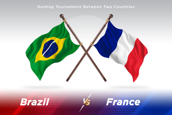 Brazil Versus France Two Flags