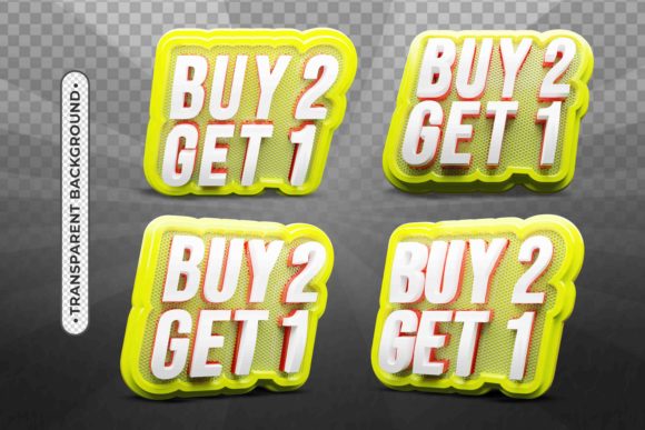 Buy 2 Get 1 Typography Shape 3D Design