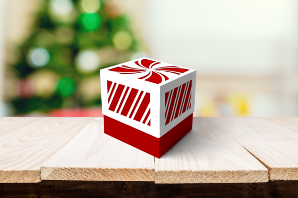 Candy Cane Stripe Cube Box SVG: Festive and Functional Design
