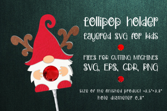 Christmas Gnome Lollipop Holder Template for Cutting Machines