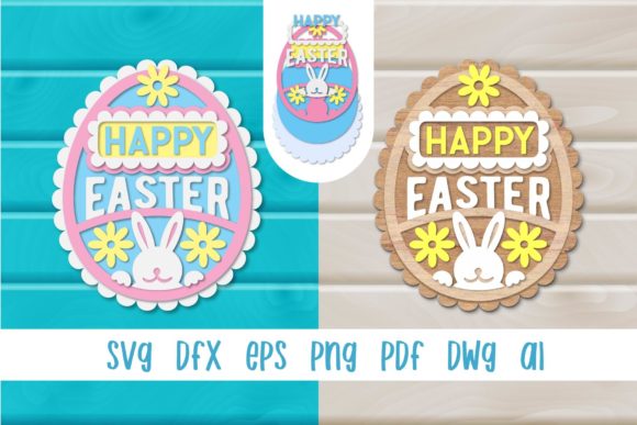 Happy Easter Egg with Bunny. Egg Hunter. A Creative and Versatile 3D Design for a Festive Holiday