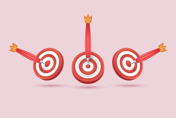 Realistic 3D Design Red Target and Arrow: A Versatile Tool for Marketing Concepts